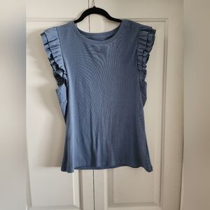 Gap Blue Ruffle Sleeve Women's Top Sz XL